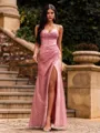 Crisp Sheath Spaghetti Straps Pleated Floor-Length Corset Prom Dress