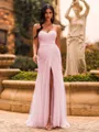 Glamourous Sheath Sweetheart Pleated Sweep Train Tulle Corset Prom Dress