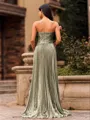 Sophisticated A-line Straight Pleated Sweep Train Corset Prom Dress