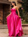 Show-Stopping Ball-Gown Straight Ruffles Floor-Length Satin Corset Prom Dress