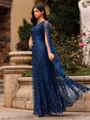 Mesmerizing Sheath One-Shoulder Long Sleeves Floor-Length Lace Prom Dress
