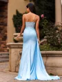 Classic Sheath Spaghetti Straps Appliques Lace Sweep Train Corset Prom Dress