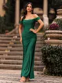 Teasing Sheath Off-the-Shoulder Pleated Floor-Length Corset Prom Dress