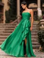 Classy A-line Straight Ruffles Floor-Length Organza Corset Prom Dress