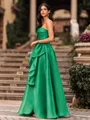 Classy A-line Straight Ruffles Floor-Length Organza Corset Prom Dress