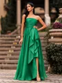 Classy A-line Straight Ruffles Floor-Length Organza Corset Prom Dress