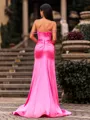 Empowering Sheath Off-the-Shoulder Rhinestone Sweep Train Corset Prom Dress
