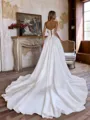 Enchanting Ball-Gown Straight Beading Cathedral Train Satin Corset Wedding Dress