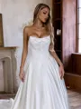 Opulent Ball-Gown Straight Appliques Lace Chapel Train Satin Corset Wedding Dress