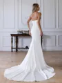 Delicate Sheath Straight Pleated Chapel Train Corset Wedding Dress