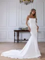 Delicate Sheath Straight Pleated Chapel Train Corset Wedding Dress