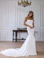 Delicate Sheath Straight Pleated Chapel Train Corset Wedding Dress