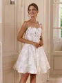 Glamorous A-line One-Shoulder Appliques Lace Short/Mini Lace Corset Wedding Dress