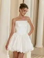 Unforgettable Ball-Gown Straight Pleated Short/Mini Satin Corset Wedding Dress