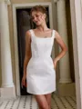 Opulent Sheath Straps Short/Mini Satin Corset Wedding Dress