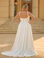 Unique A-line Square Pleated Court Train Satin Plus Size Wedding Dress