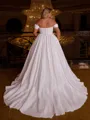 Splendid Ball-Gown Off-the-Shoulder Pleated Court Train Corset Plus Size Wedding Dress
