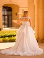 Aristocratic A-line Sweetheart Appliques Lace Chapel Train Tulle Corset Plus Size Wedding Dress