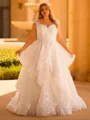 Aristocratic A-line Sweetheart Appliques Lace Chapel Train Tulle Corset Plus Size Wedding Dress