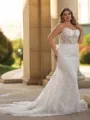 Grand Sheath Off-the-Shoulder Appliques Lace Chapel Train Lace Corset Plus Size Wedding Dress