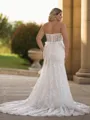 Grand Sheath Off-the-Shoulder Appliques Lace Chapel Train Lace Corset Plus Size Wedding Dress
