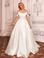 Perfect Ball-Gown Scoop Short Sleeves Appliques Lace Sweep Train Corset Wedding Dress