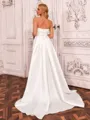 Glam Sheath Straight Pleated Sweep Train Satin Corset Wedding Dress