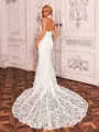Delicate Sheath Halter Cathedral Train Lace Wedding Dress