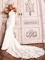 Delicate Sheath Halter Cathedral Train Lace Wedding Dress