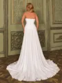 Grand A-line Sweetheart Pleated Sweep Train Chiffon Corset Wedding Dress