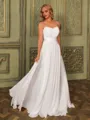 Grand A-line Sweetheart Pleated Sweep Train Chiffon Corset Wedding Dress