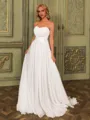 Grand A-line Sweetheart Pleated Sweep Train Chiffon Corset Wedding Dress