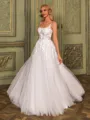 Breathtaking A-line Spaghetti Straps Appliques Lace Chapel Train Tulle Corset Wedding Dress