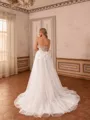 Luxurious A-line Sweetheart Appliques Lace Court Train Tulle Corset Wedding Dress