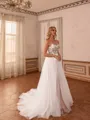 Luxurious A-line Sweetheart Appliques Lace Court Train Tulle Corset Wedding Dress
