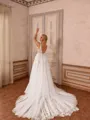 Show-stopping A-line V-Neck Appliques Lace Chapel Train Tulle Wedding Dress