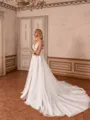 Show-stopping A-line V-Neck Appliques Lace Chapel Train Tulle Wedding Dress