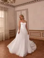 Captivating A-line Straps Cathedral Train Tulle Corset Wedding Dress