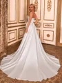 Magnificent A-line Straight Pleated Chapel Train Satin Corset Wedding Dress