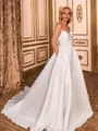 Extravagant A-line Sweetheart Pleated Court Train Satin Corset Wedding Dress