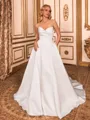 Extravagant A-line Sweetheart Pleated Court Train Satin Corset Wedding Dress