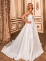 Extravagant A-line Sweetheart Pleated Court Train Satin Corset Wedding Dress