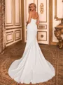 Luxurious Sheath Straight Pleated Court Train Stretch Crepe Corset Wedding Dress