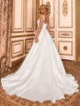 Show-stopping A-line Square Chapel Train Satin Corset Wedding Dress