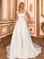 Show-stopping A-line Square Chapel Train Satin Corset Wedding Dress