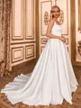 Show-stopping A-line Square Chapel Train Satin Corset Wedding Dress
