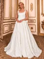 Breathtaking A-line Square Bow Court Train Wedding Dress