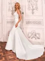 Perfect Sheath V-Neck Appliques Lace Court Train Satin Wedding Dress