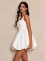 Bubbly Love White A-line Square Short/Mini Taffeta Dress