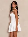 Adorable Poise White A-line Halter Bow Short/Mini Dress